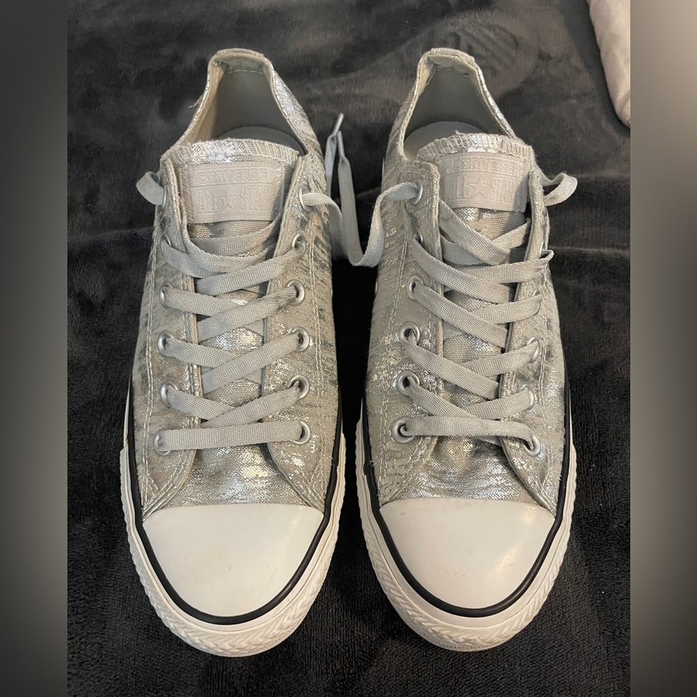 Metallic silver Converse size 9